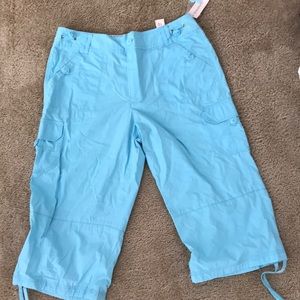Woman’s blue capris